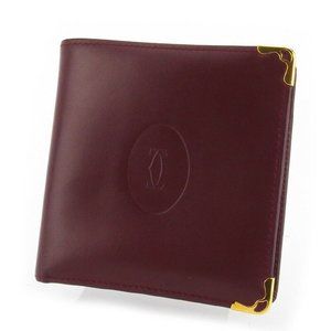 Cartier wallets mast line Bordeaux leather Auth used T18580